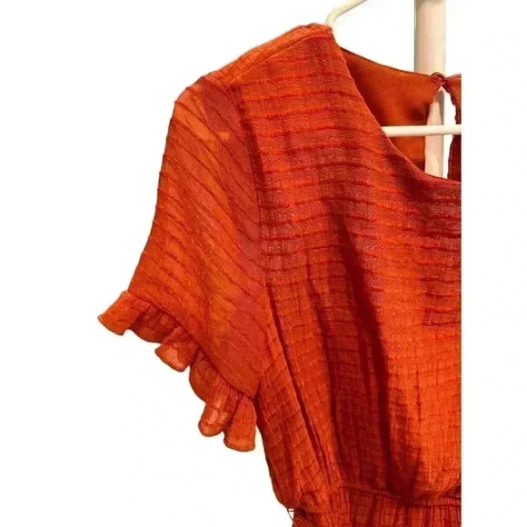 City Studio Orange Tiered Ruffled Fit and Flare Dress in Size Small, Pre-Owned. - Picture 3 of 7